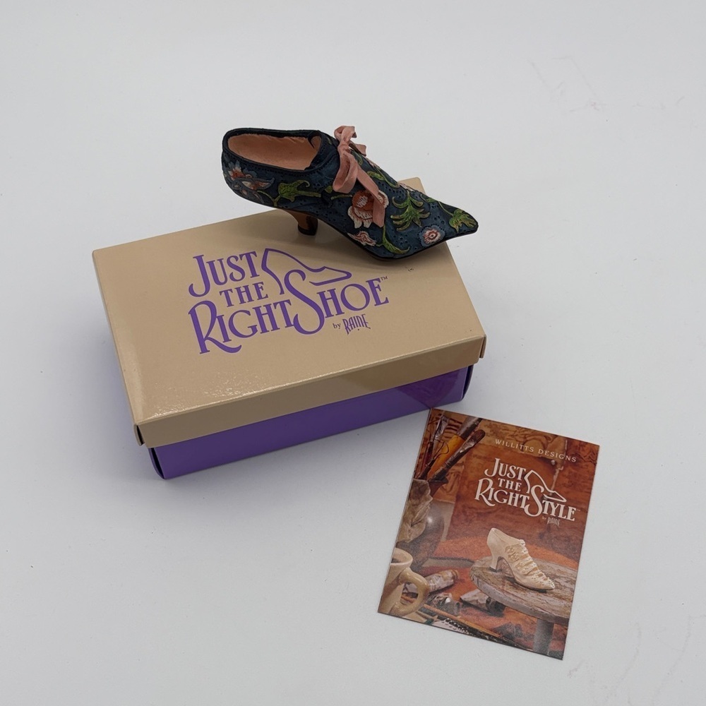 Just the Right Style by Raine Versailles Miniature Blue Floral Shoe Figurine
